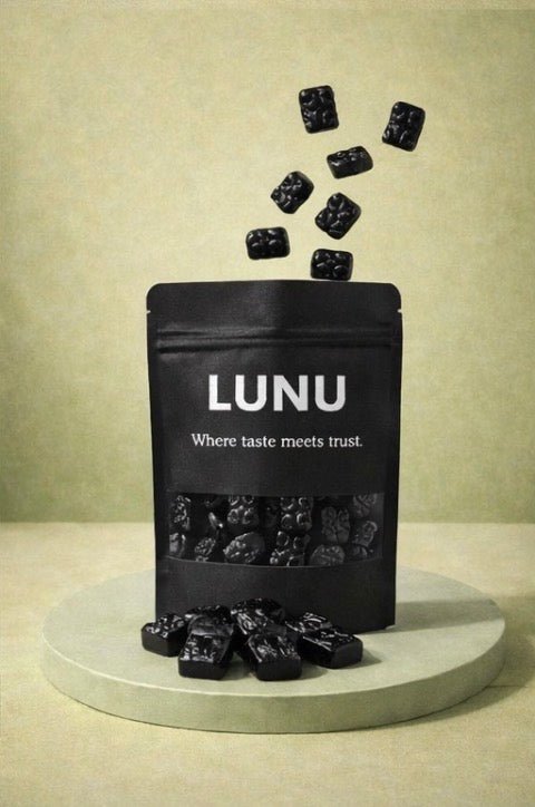 Zuckerfreie Lakritz Box (5x200g) – LUNU Black Collection