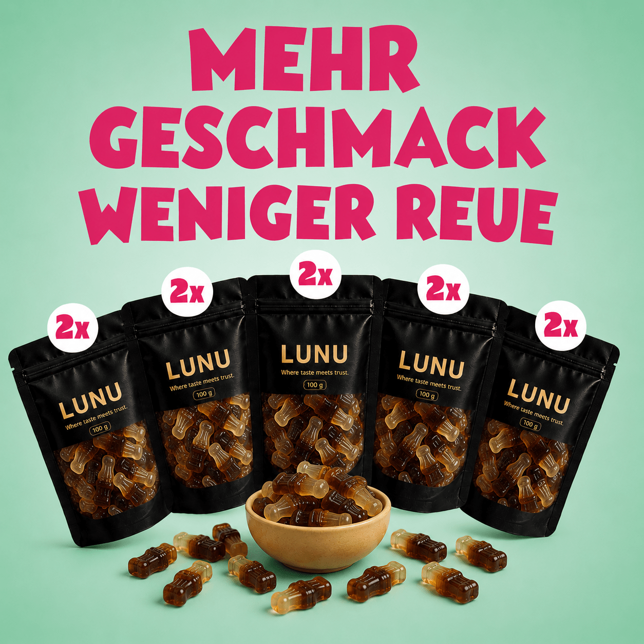 Zuckerfreie Cola Flaschen 10 x 100g