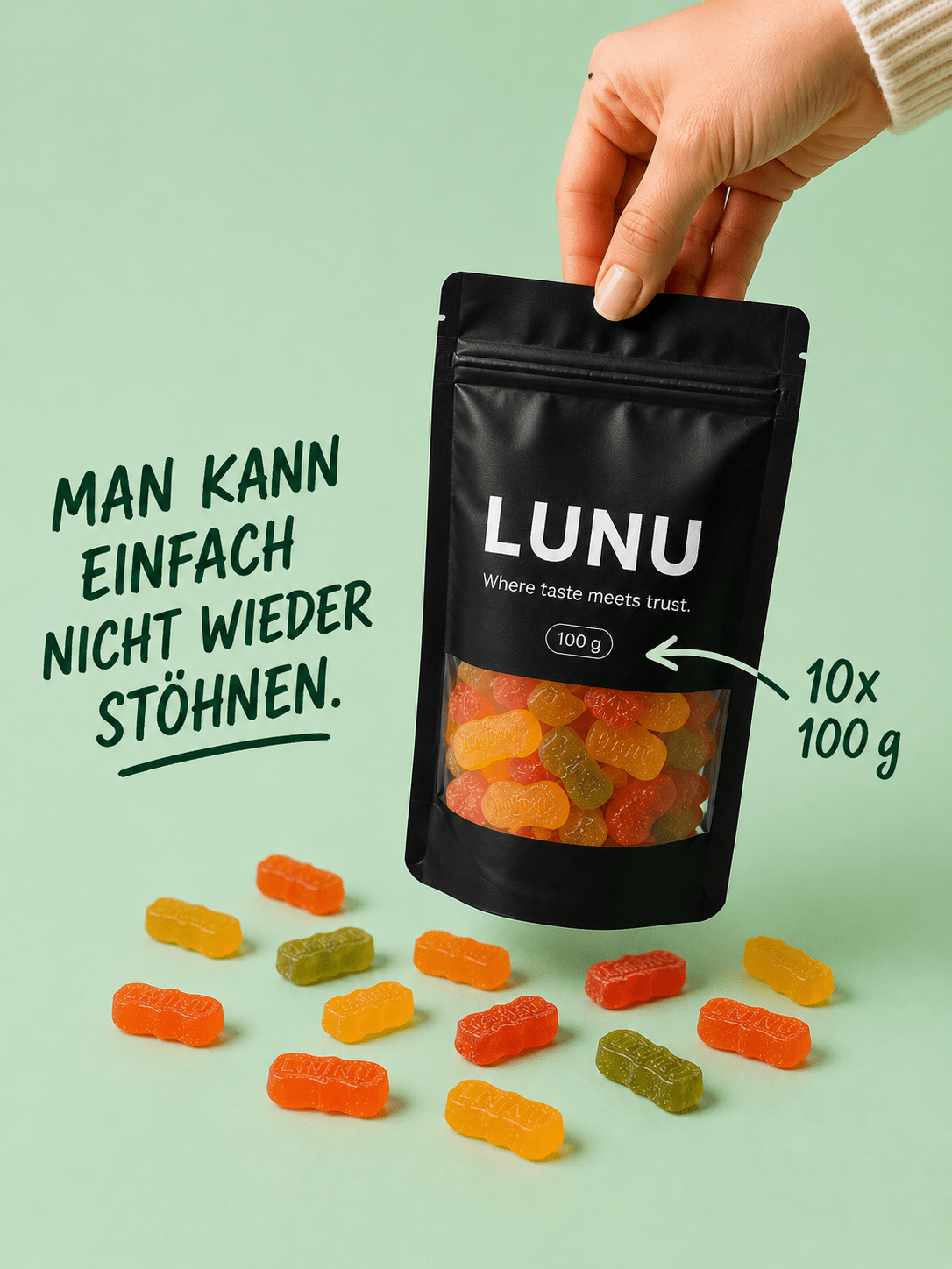 Zuckerfreie Fruchtgummis - Bunte Mischung 10 x 100g